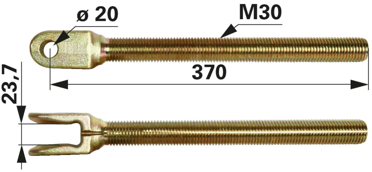 Gabelstange M30, Länge 370 mm GartenShop24 - Hochwertige Gartengeräte