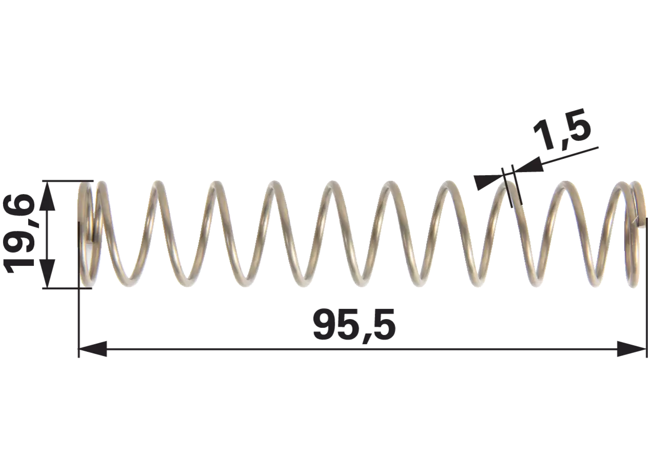 Druckfeder für Oberlenkerhaken Kat. 2, AD 19,6 mm Länge 95,5 mm Walterscheid