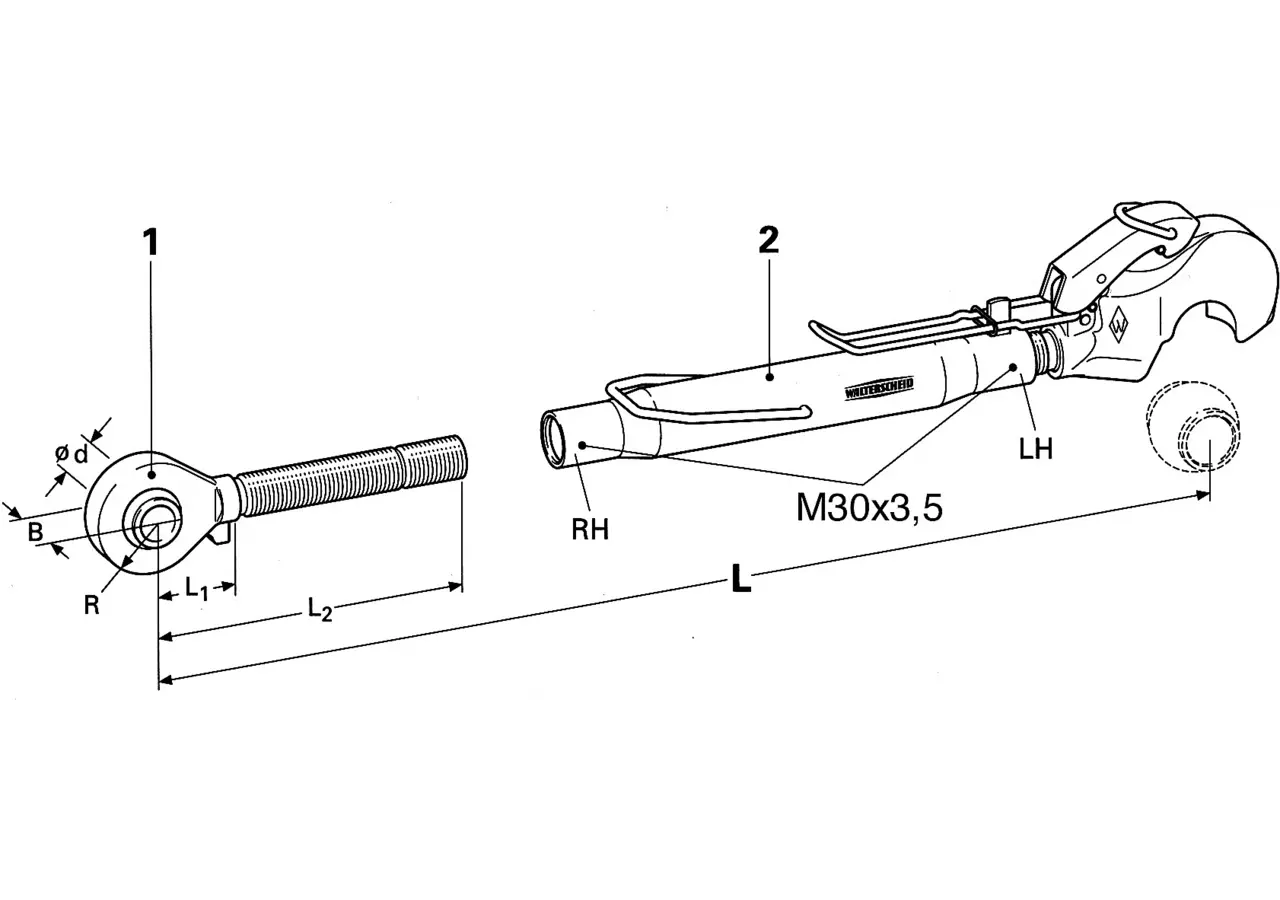 Oberlenker mechanisch, Kat. 2, 545-775 mm Walterscheid