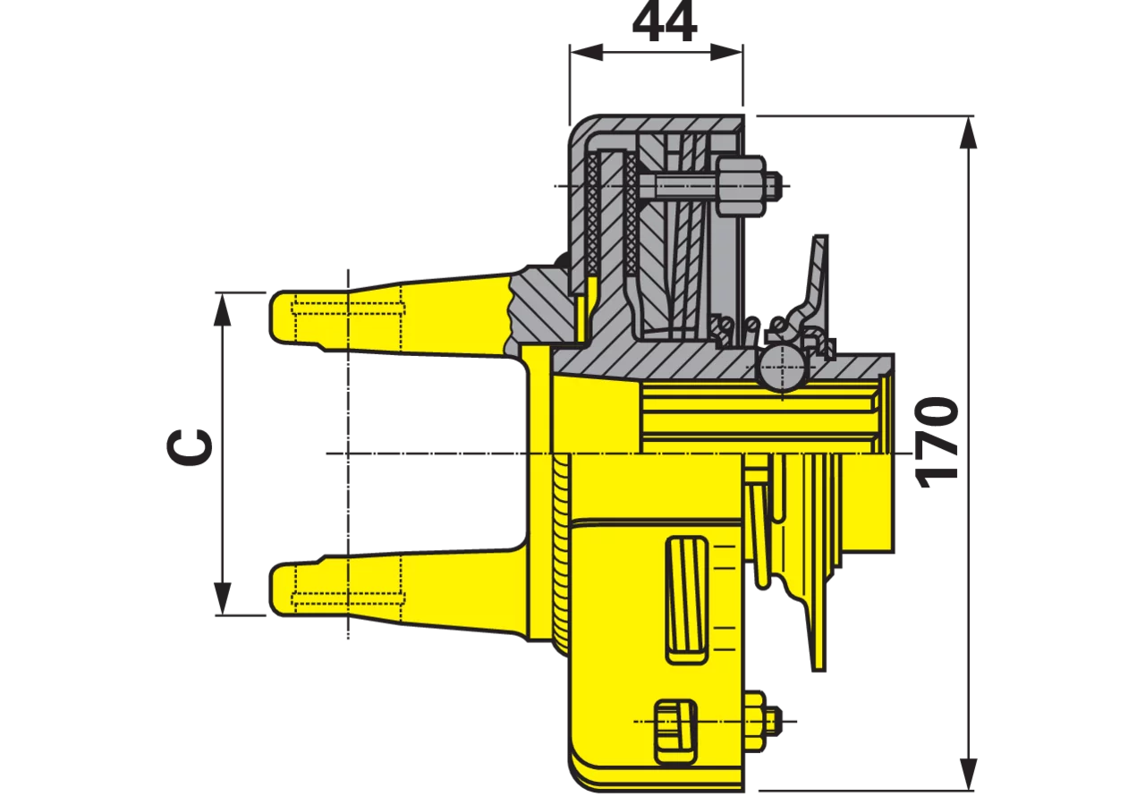 Reibscheibenkupplung W2400, K92, 1 3/8-6, 900 Nm, mit Ziehverschluss 56.220.16 Walterscheid