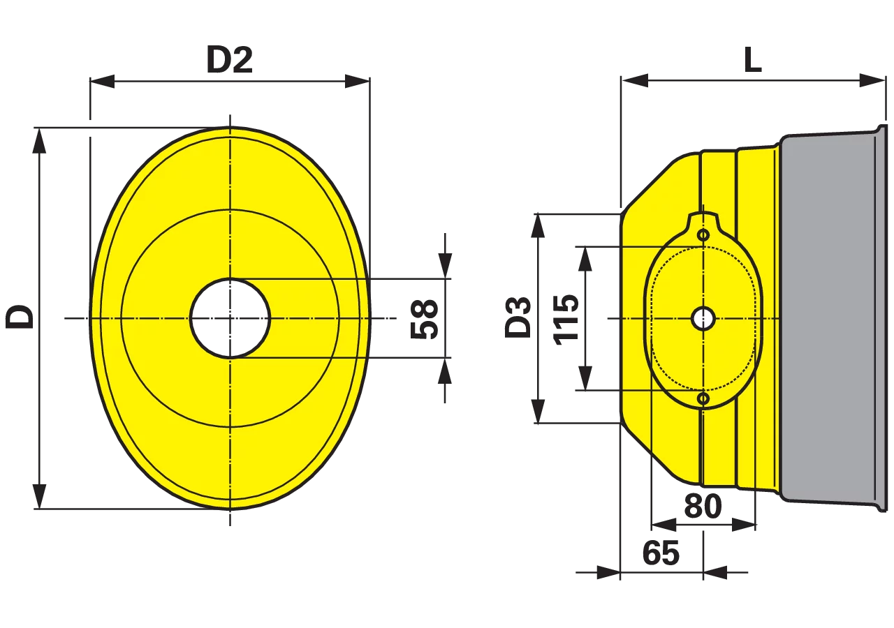 Schutztopf geräteseitig oval, 280 x 200 mm 82.76 Walterscheid
