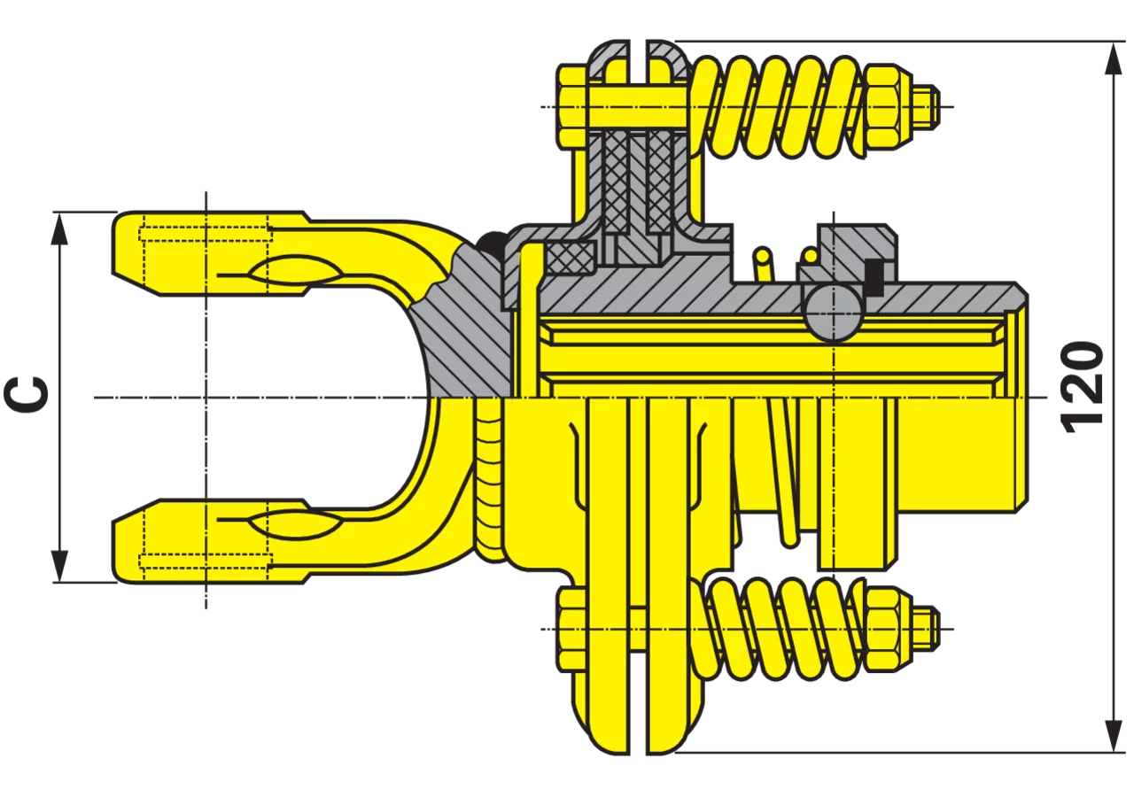 Reibscheibenkupplung W2100, K94/1, Dm 30 mm, 400 Nm, mit Spannstiftbohrung 10 mm 56.104.19 Walterscheid