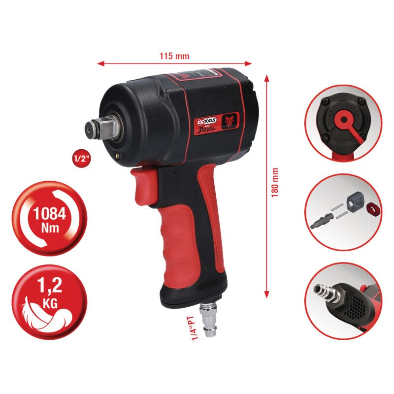 KS TOOLS Schlagschrauber 1/2´´THEminiDEVIL 1084Nm – Bild 3