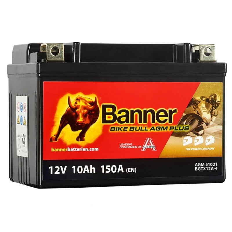 Banner Motorradbatterie 12V 10A AGM Bike Bull – 150 mm
