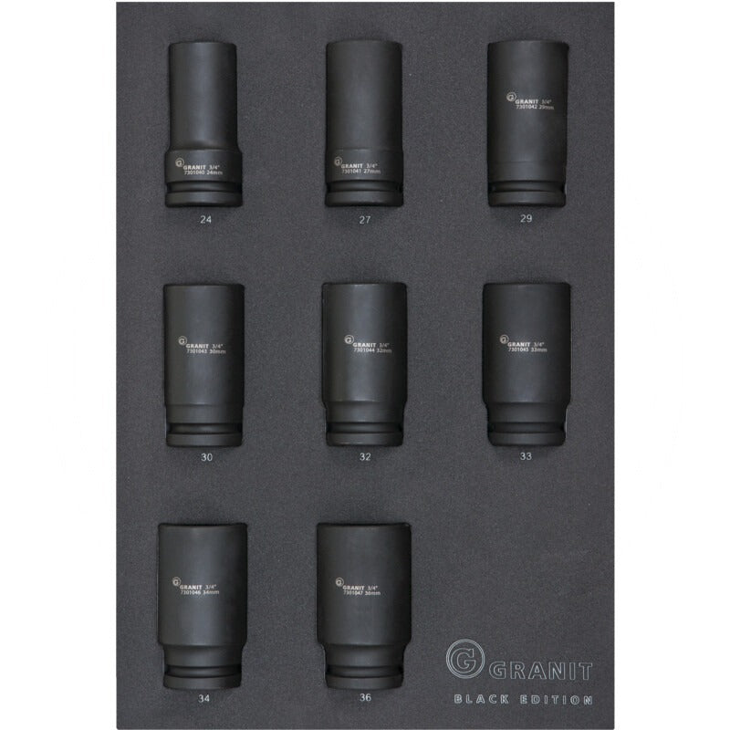 GRANIT BLACK EDITION Einlagen-Set 3/4“-Kraft-Stecknuss
