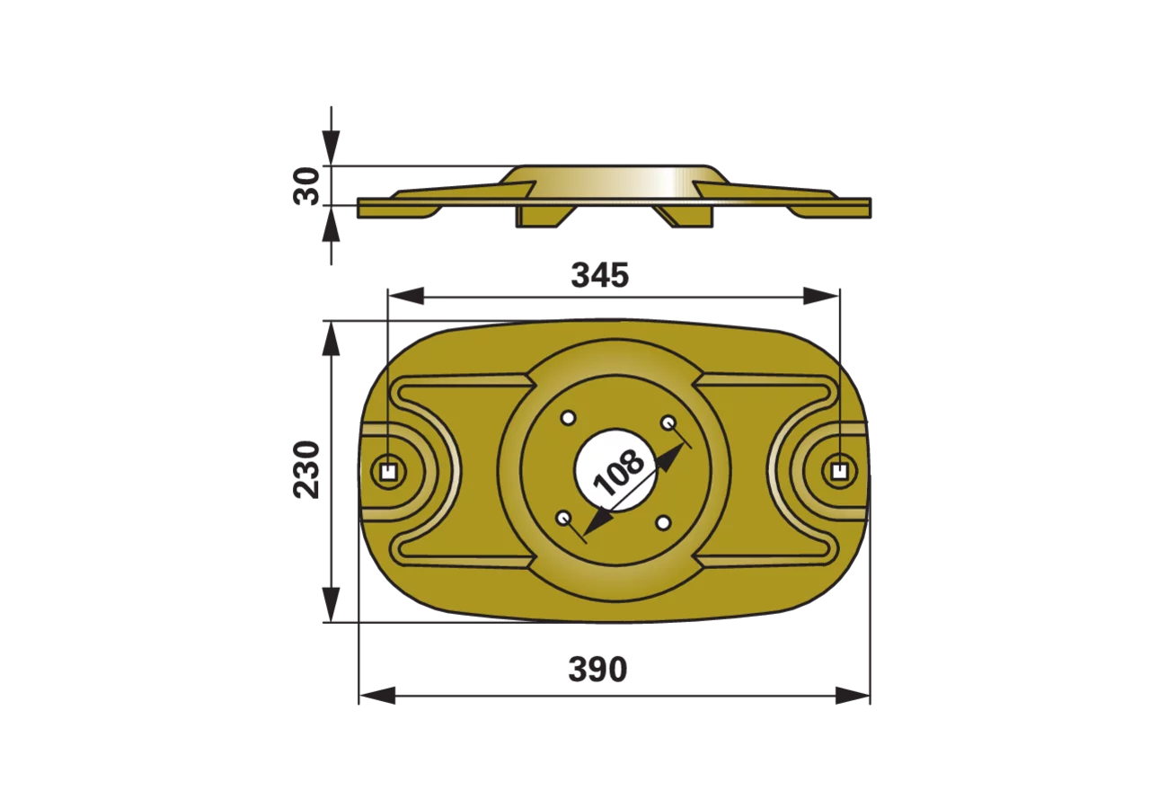Mähscheibe L 390 x B 230 mm, innen Fella 131255 Fella