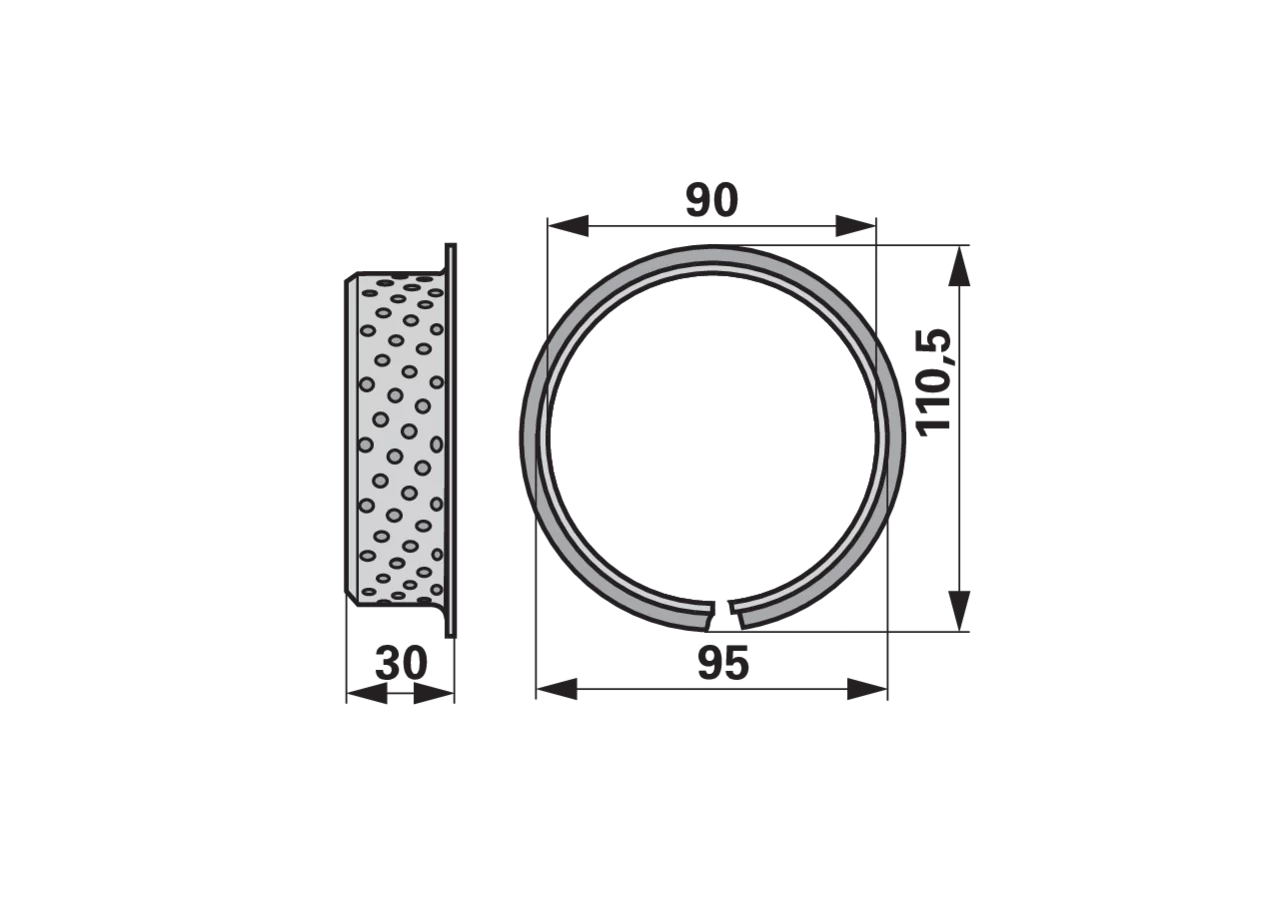 Buchse AD 110,5 x ID 90 x L 30 mm Fella 131683 Fella