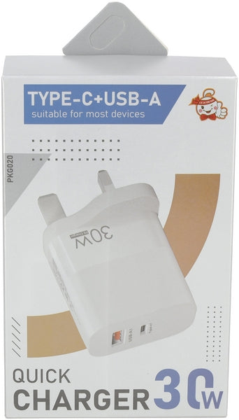 230V USB A+ C Ladegerät 30W (UK)
