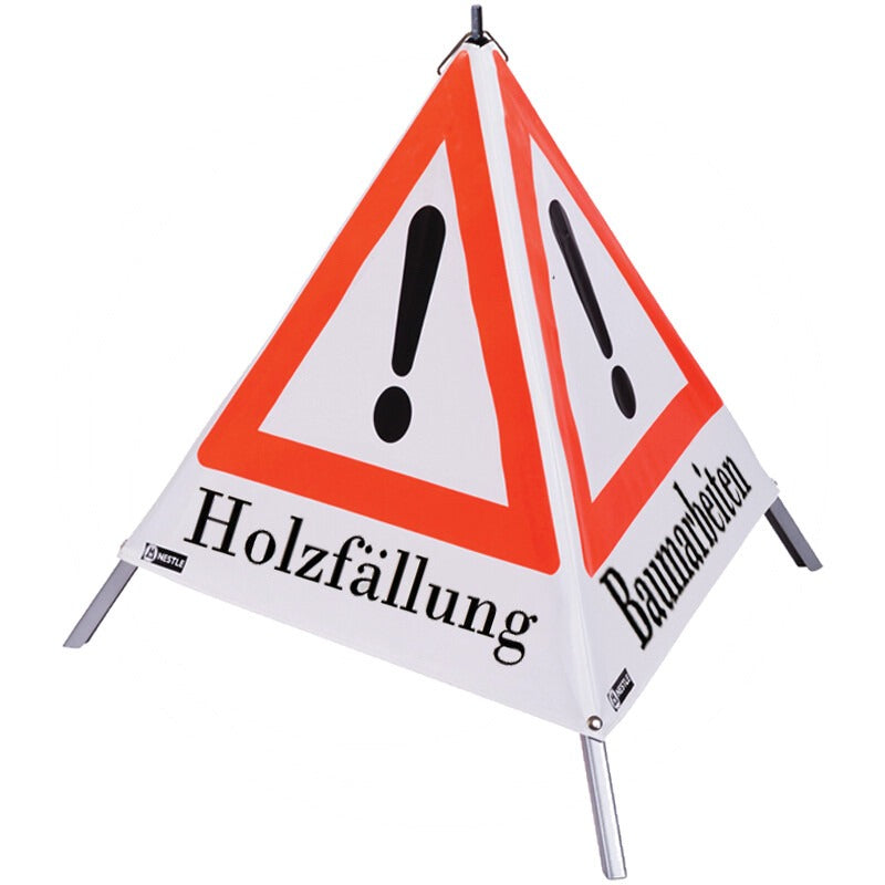 NESTLE Faltsignal Aufschrift Holzfällung, Baumarbeiten, Ba – Bild 4