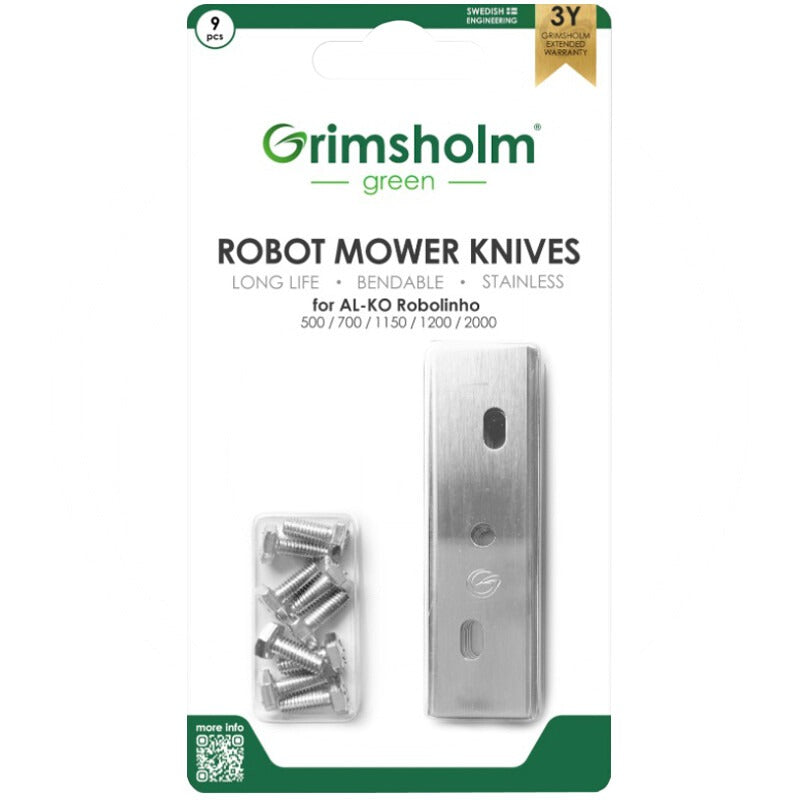 Grimsholm Messerklingensatz passend für AL-KO Robolinho 300 E, Robolinho 350 W, Robolinho 450 W u. a. – 70 mm