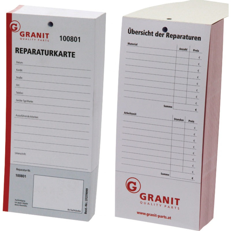 GRANIT Reparaturkarte Sprache Deutsch