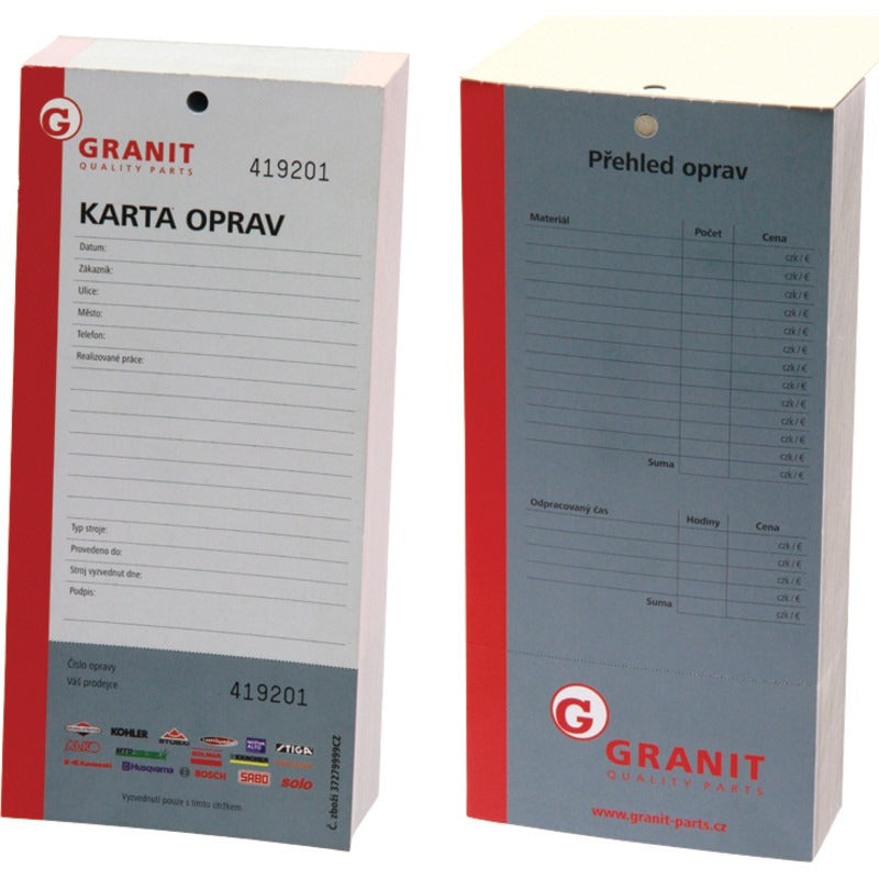 GRANIT Reparaturkarte Sprache Tschechisch
