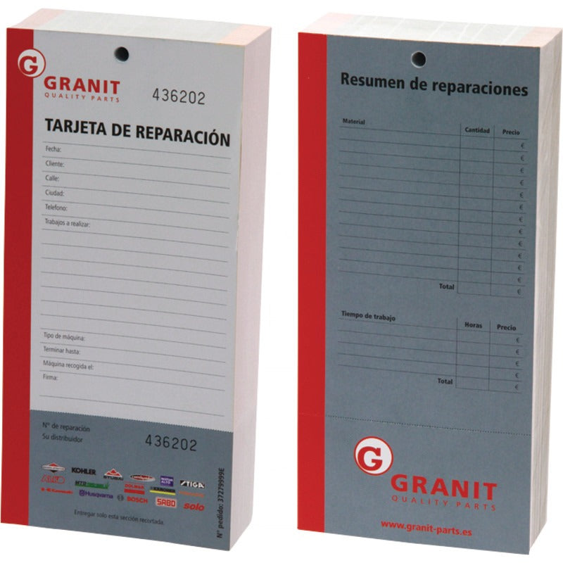 GRANIT Reparaturkarte Sprache Spanisch