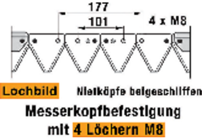 Mähmesser L 153 cm, 20 Klingen, gezahnt, DIN 80 ESM 2570530 ESM