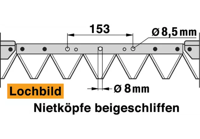 Mähmesser L 145 cm, 19 Klingen, gezahnt, DIN 80 ESM 2590180 ESM