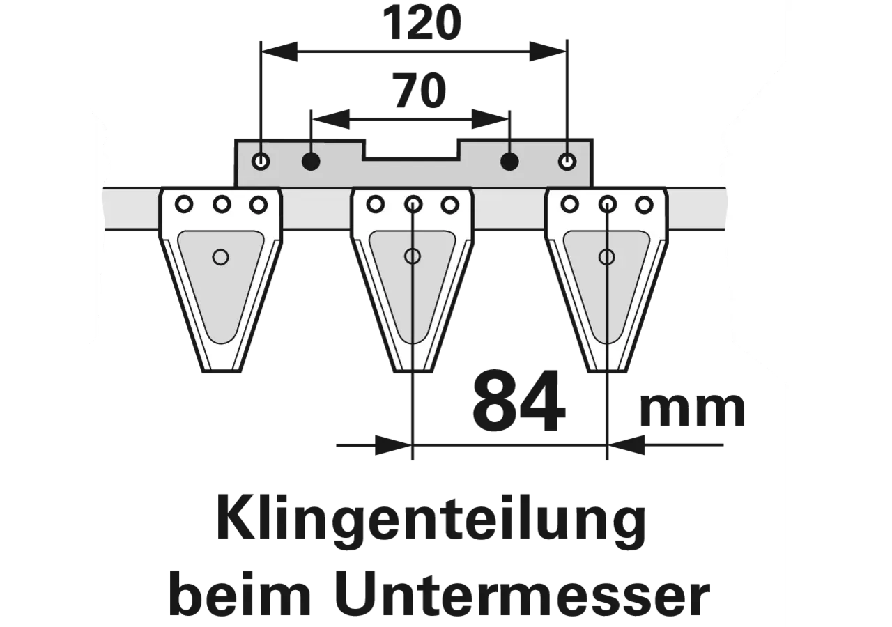 Untermesser L 170 cm, 21 Klingen, T84, glatt ESM 2657370 ESM