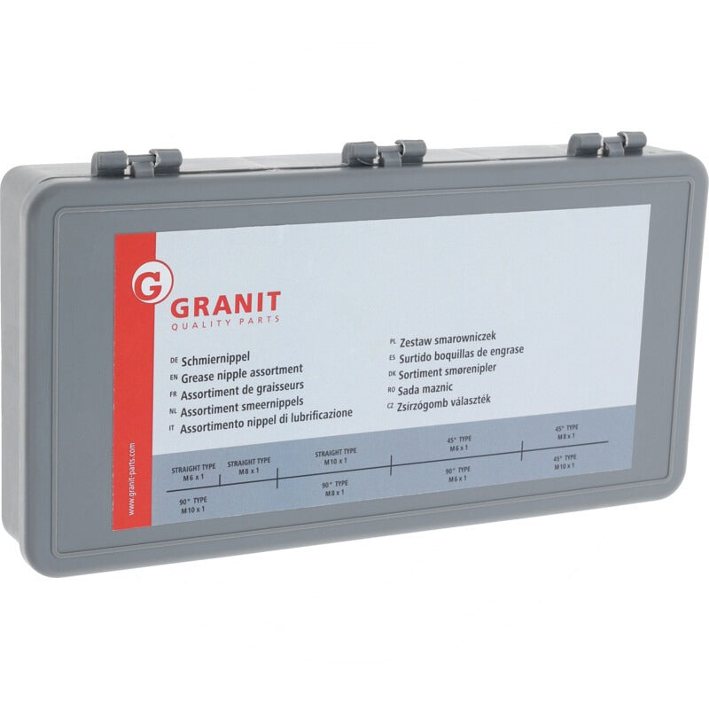 GRANIT Sortiment Schmiernippel Inhalt Gerade: M6x1 / M8x1 / M10x1 45°