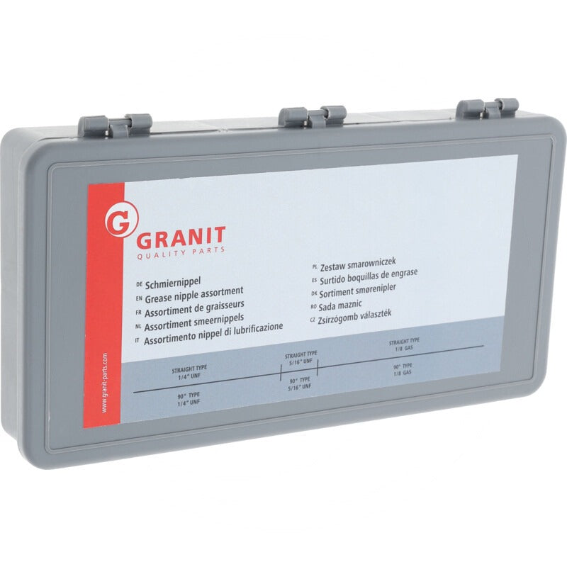 GRANIT Sortiment Schmiernippel Inhalt Gerade: 1/4“UNF / 5/16“UNF / 1/8“