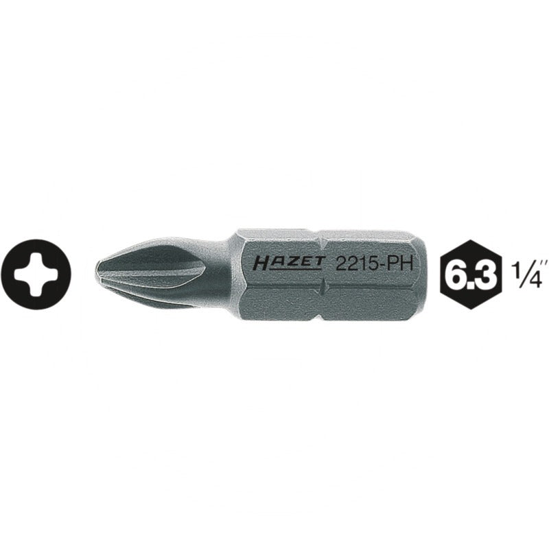 Hazet Schraubendreher-Einsatz (Bit) – 25 mm Größe Abtrieb (mm/Zoll) PH1