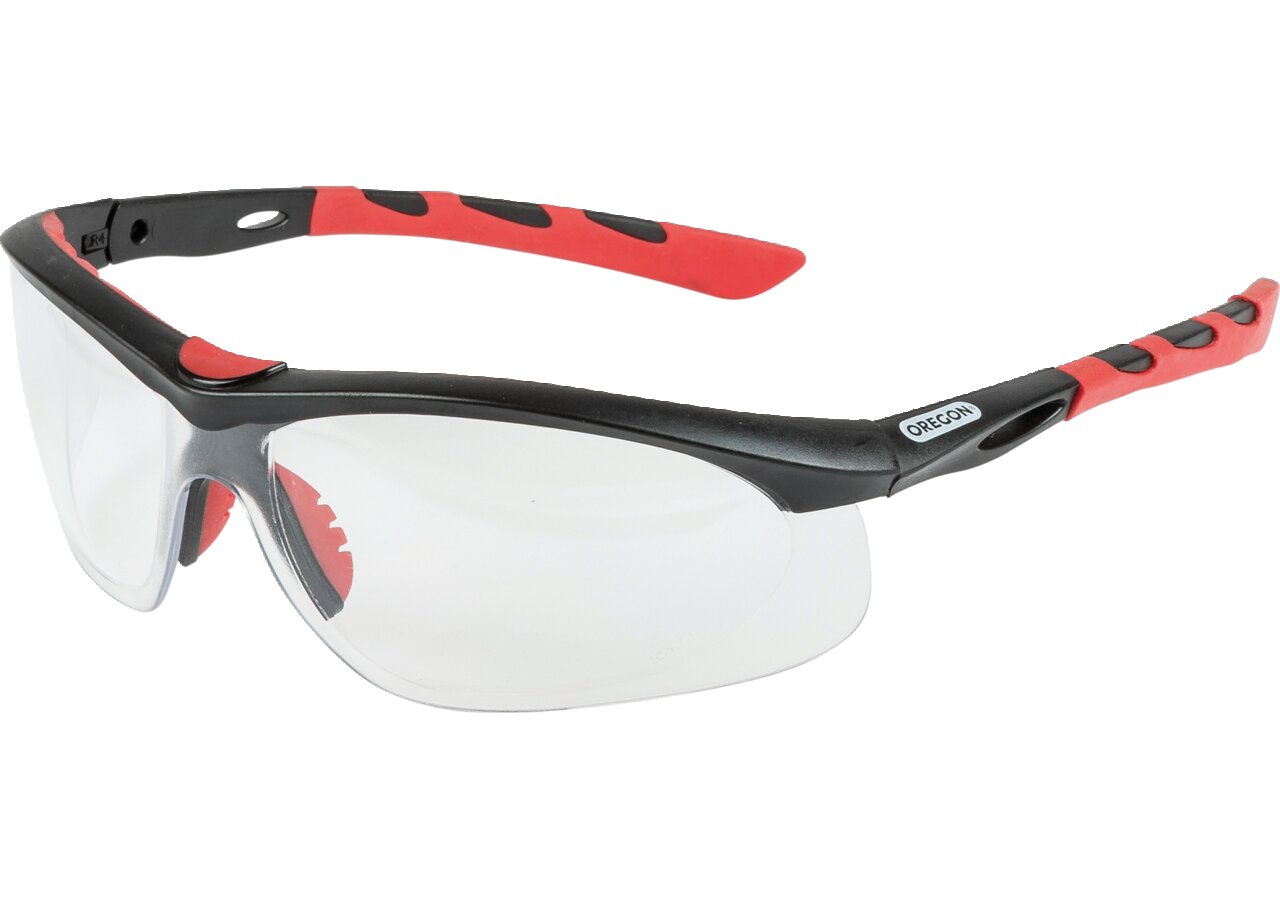 Schutzbrille Oregon Klar, Rahmen Schwarz-Rot Oregon
