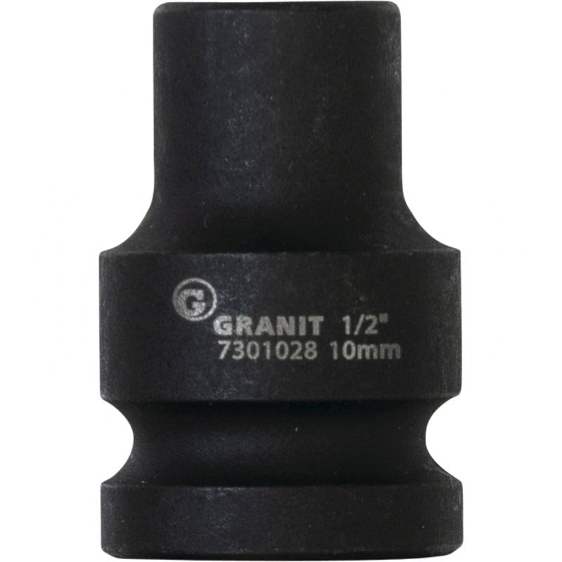 GRANIT BLACK EDITION 1/2" 6Kant-Kraft-Stecknuss, kurz, 10mm – 38 mm