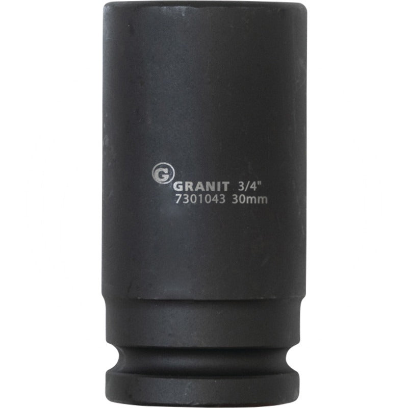GRANIT BLACK EDITION 3/4" 6Kant-Kraft-Stecknuss, lang, 30mm – 90 mm