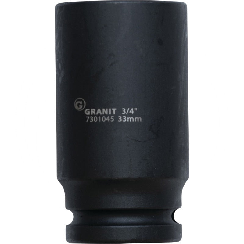GRANIT BLACK EDITION 3/4" 6Kant-Kraft-Stecknuss, lang, 33mm – 90 mm