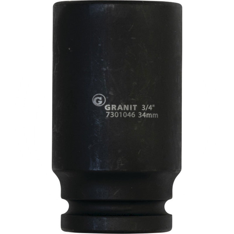 GRANIT BLACK EDITION 3/4" 6Kant-Kraft-Stecknuss, lang, 34mm – 90 mm