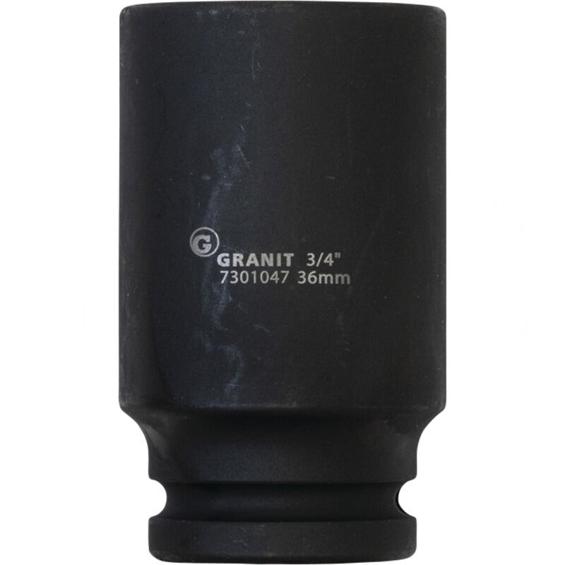 GRANIT BLACK EDITION 3/4" 6Kant-Kraft-Stecknuss, lang, 36mm – 90 mm