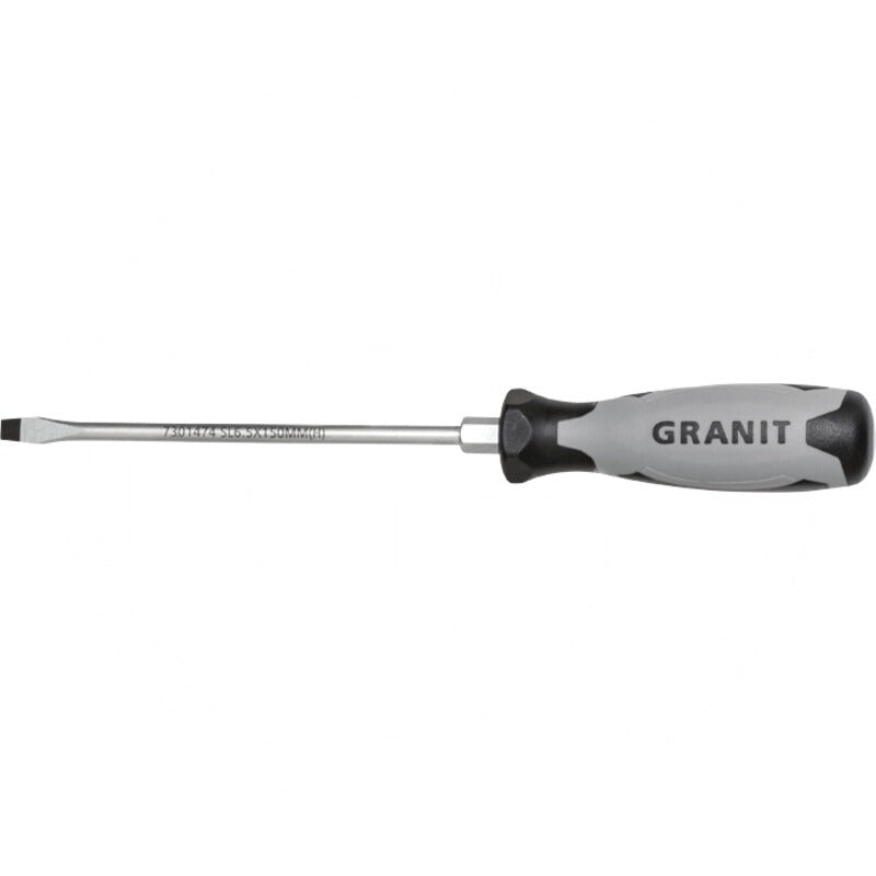 GRANIT BLACK EDITION Schlitz-Schraubendreher, 6,5mm passend für Schlitz Schrauben – 150 mm