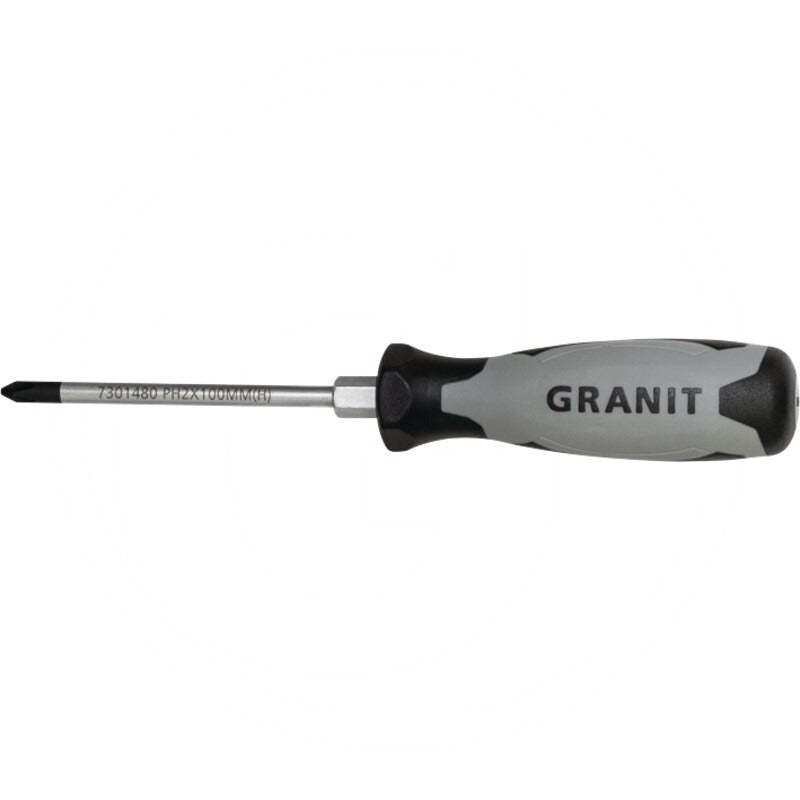GRANIT BLACK EDITION Schraubendreher, PH2 passend für Kreuzschlitz Schrauben – 100 mm