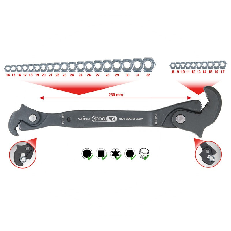 KS Tools Einhand-Multifunktions-Schlüssel – 260 mm – Bild 2