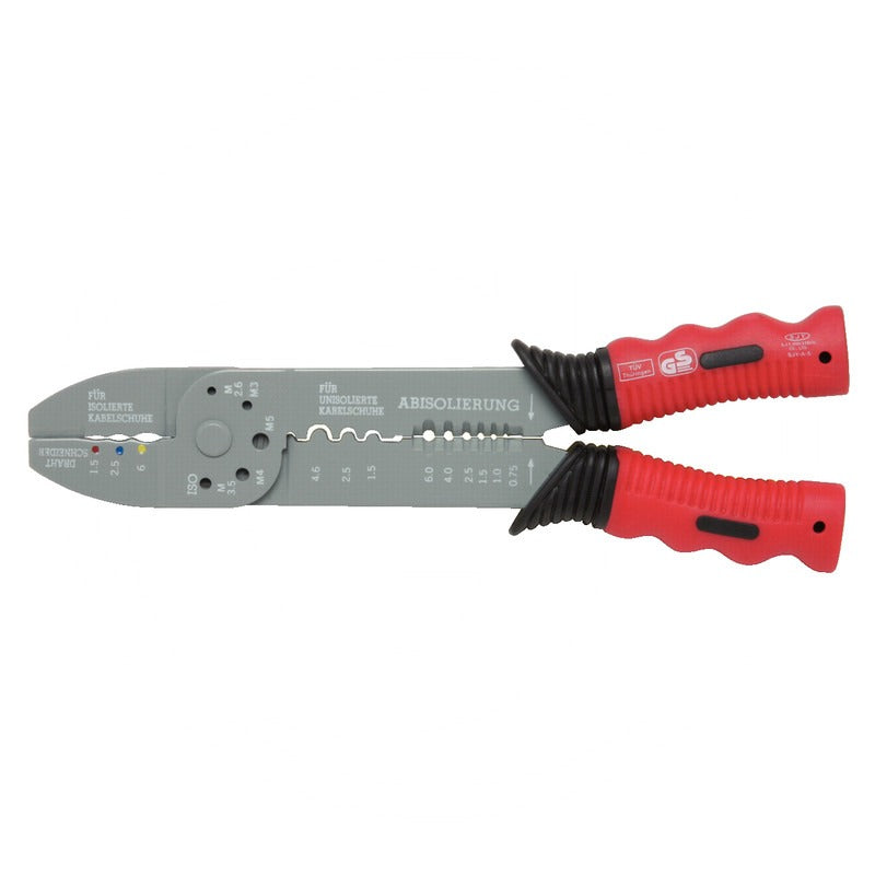KS TOOLS Multifunktions-Crimpzange passend für isolierte und unisolierte Kabelschuhe – 130/220 mm