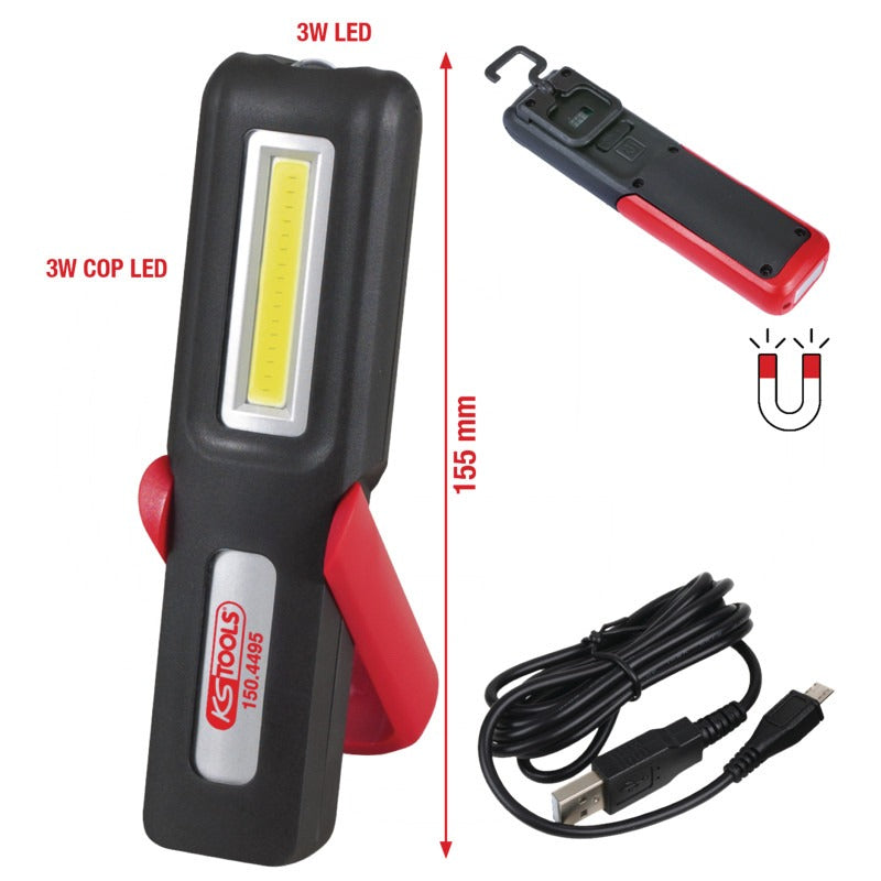 KS TOOLS Mobile Werkstatt-Handlampe, knickbar, 3 – 155 mm