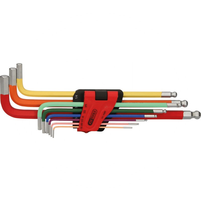KS TOOLS Winkelstiftschl.6kantKugelkZoll XL9-tlg.