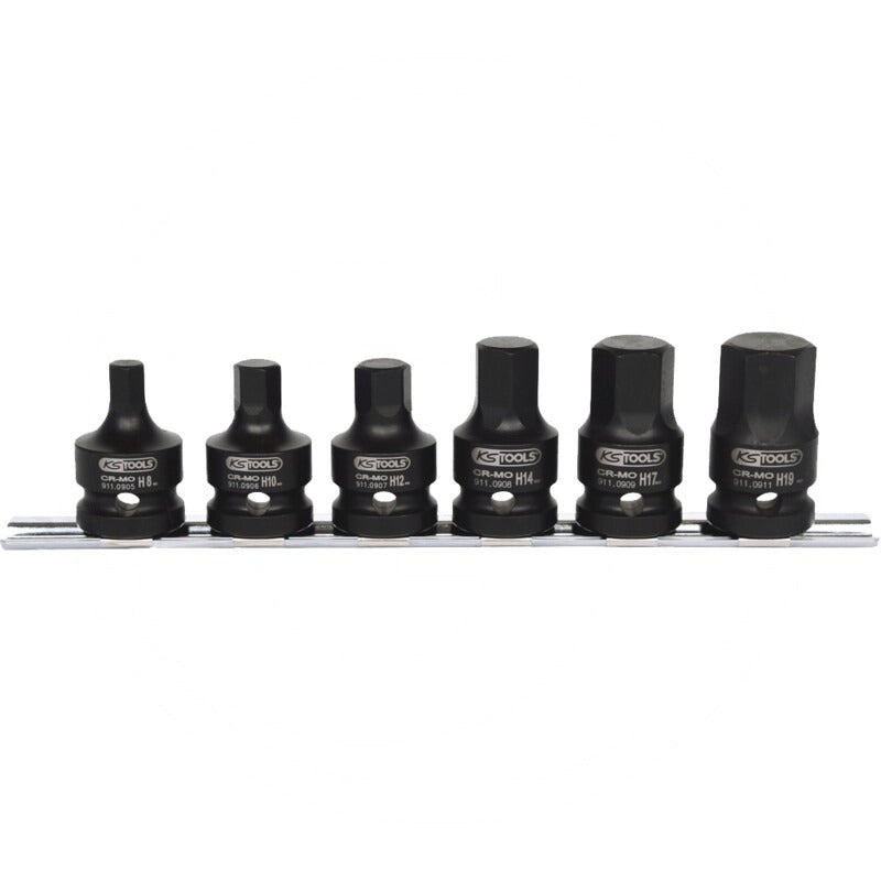 KS TOOLS Bit-Kraft-Stecknuss-Satz 1/2" kz, 6-tlg – 210 mm