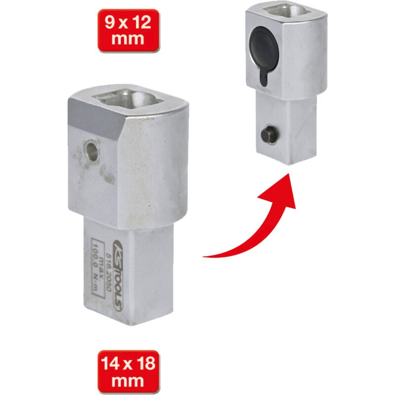 KS Tools 14x18mm Einsteck-Adapter, auf 9x12mm – 52 mm