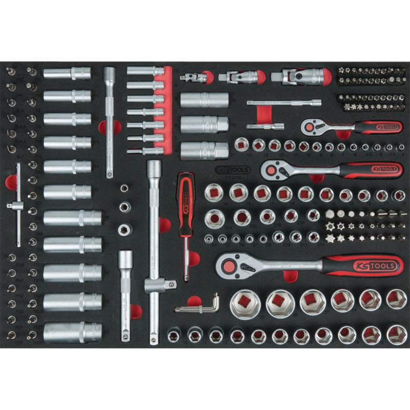 KS Tools 1/4+3/8+1/2" Steckschlüssel-Satz 195tlg – 563 mm