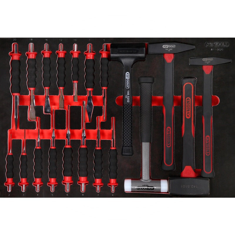 KS TOOLS Werkzeugsatz Hammer und Meißel – 388 mm