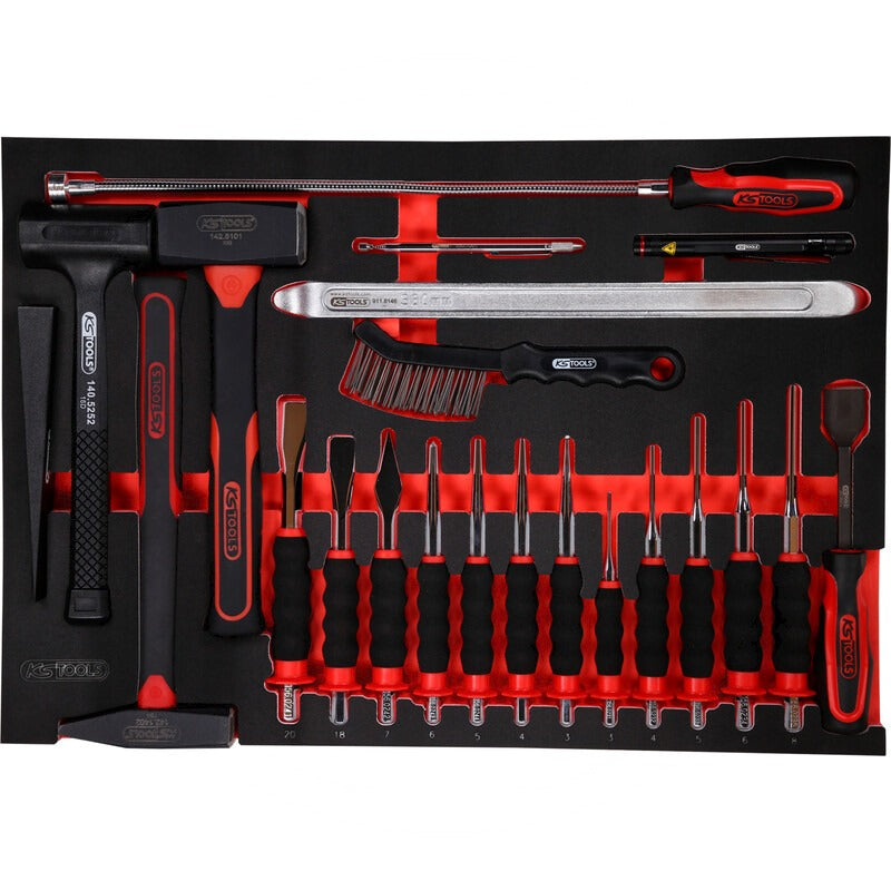 KS Tools Werkzeugsatz Hammer und Meißel – 388 mm