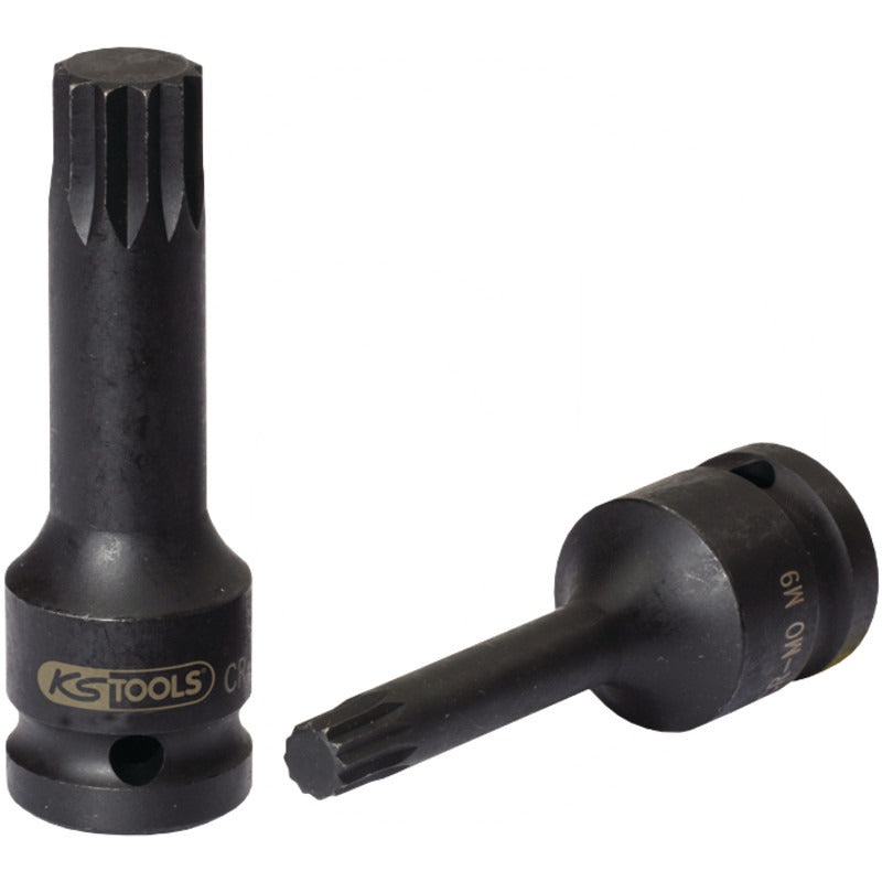 KS Tools 1/ 2" Kraft Bit Stecknuss XZN, lang, M4 – 75 mm