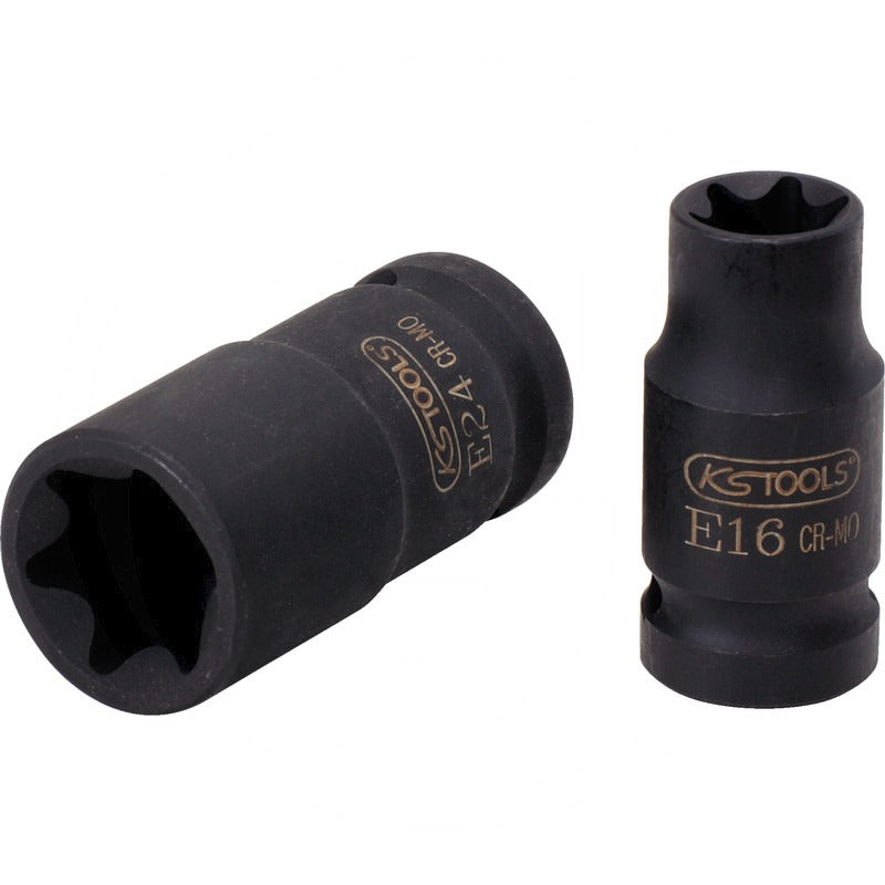 KS Tools 1/2" TX-E-Kraft-Stecknuss, kurz, E12 – 38 mm
