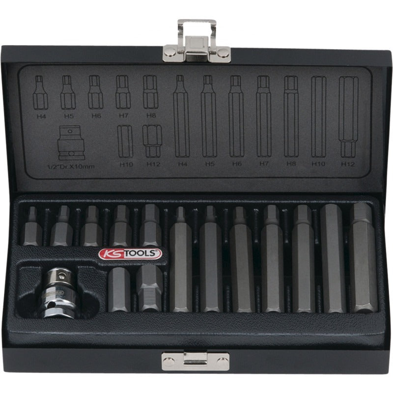 KS TOOLS 10mm Bit Satz, 15-teilig InnenSK – 143 mm