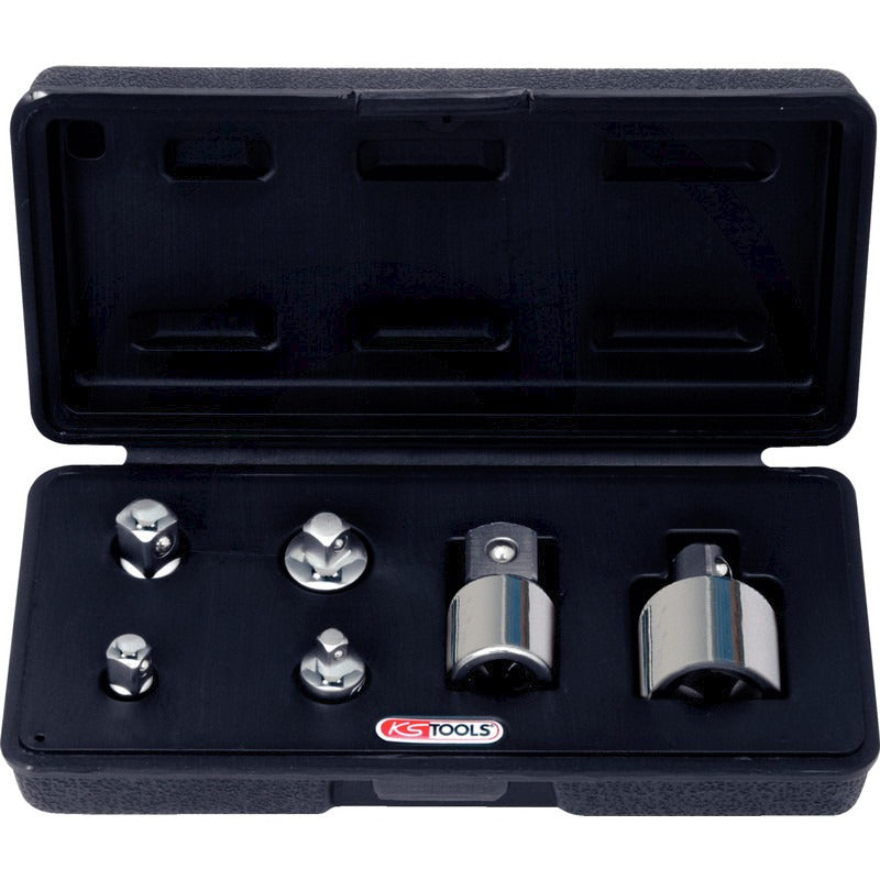 KS TOOLS 1/4'+3/8'+1/2' CHROME+Adapter Satz,6tlg – 164 mm