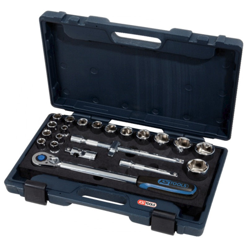 KS Tools 1/2" CHROME+Steckschlüssel Satz, 22tlg – 420 mm