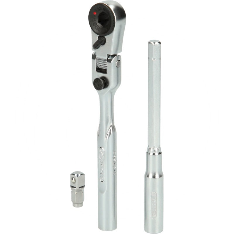 KS TOOLS 1/4" Bit-Gelenk-Umschalt-Knarren-Satz mit Steckada – 160 mm