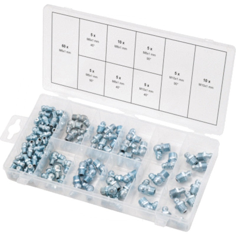 KS TOOLS Sort. Schmiernippel,H1,H2,H3, 110-tlg – 234 mm
