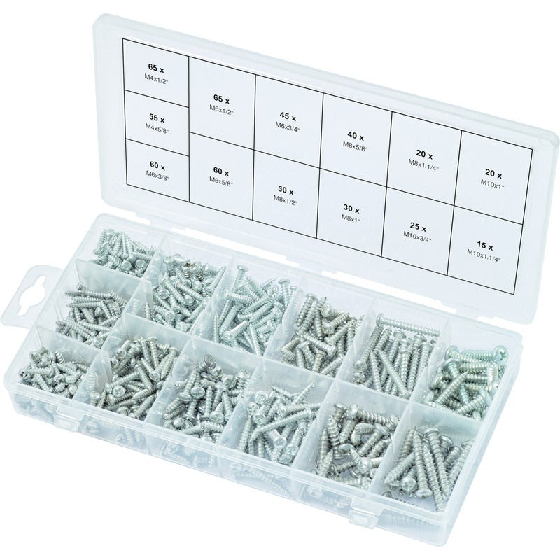 KS TOOLS Sort. Linsen-Blechschr,DIN7049,VZ,550tlg – 28 mm