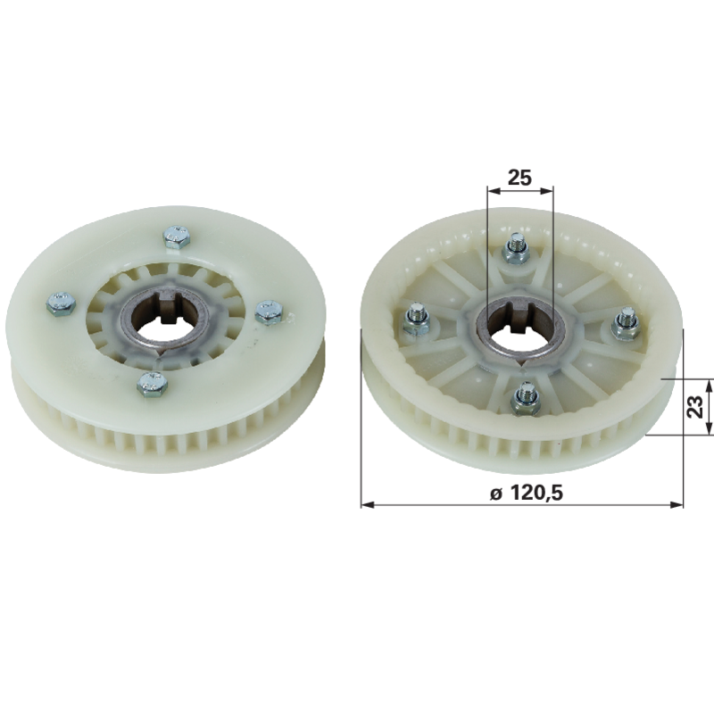 Stiga Zahnriemenscheibe AD 121 mm, 44 Zähne Packung mit 2 Stk 1134-9127-01, 1134-6287-01 – Zahnriemenscheibe mit Nabe Stiga