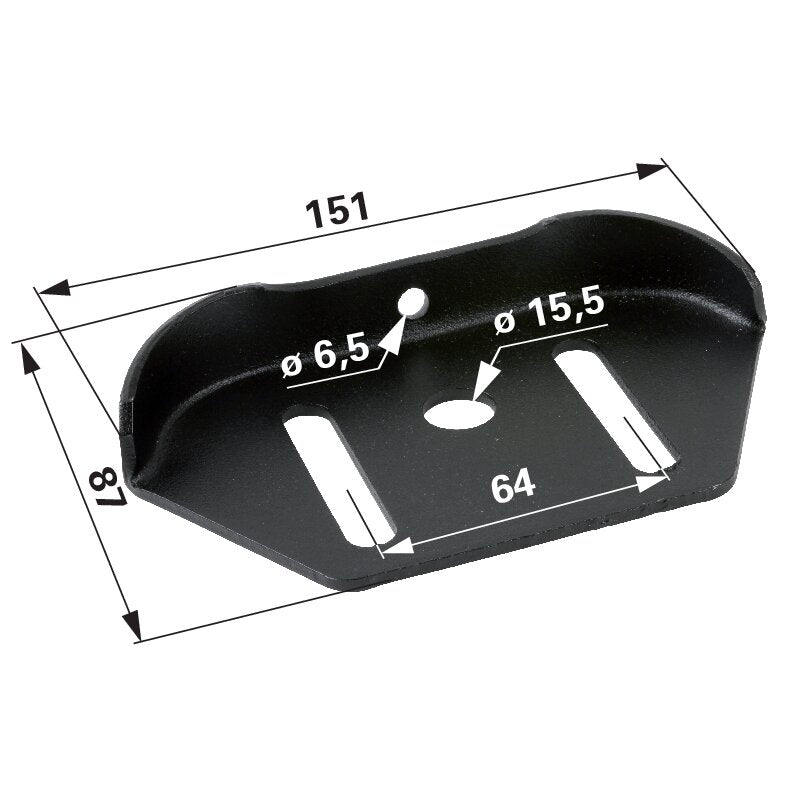 Murray Gleitkufe 1740912HMA, 1740912BMYP, 762377E701MA, ... – Länge 151 mm Breite 23 mm Höhe 87 mm Lochabstand 64 mm Murray